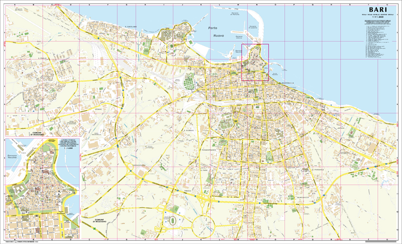 Bari city map | Apulia | 1: 11,000 | GLOBAL MAP - Roger Lascelles Maps Ltd