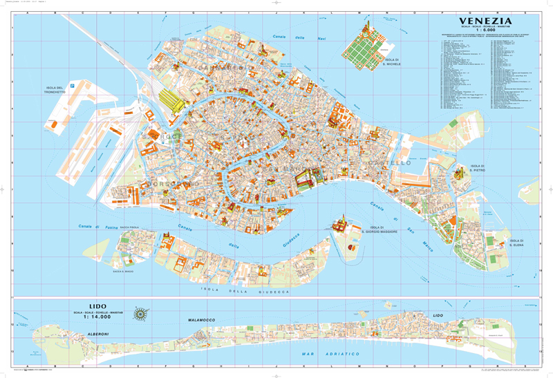 Venice (Venezia) city map | Veneto | 1: 6,000 | GLOBAL MAP - Roger ...